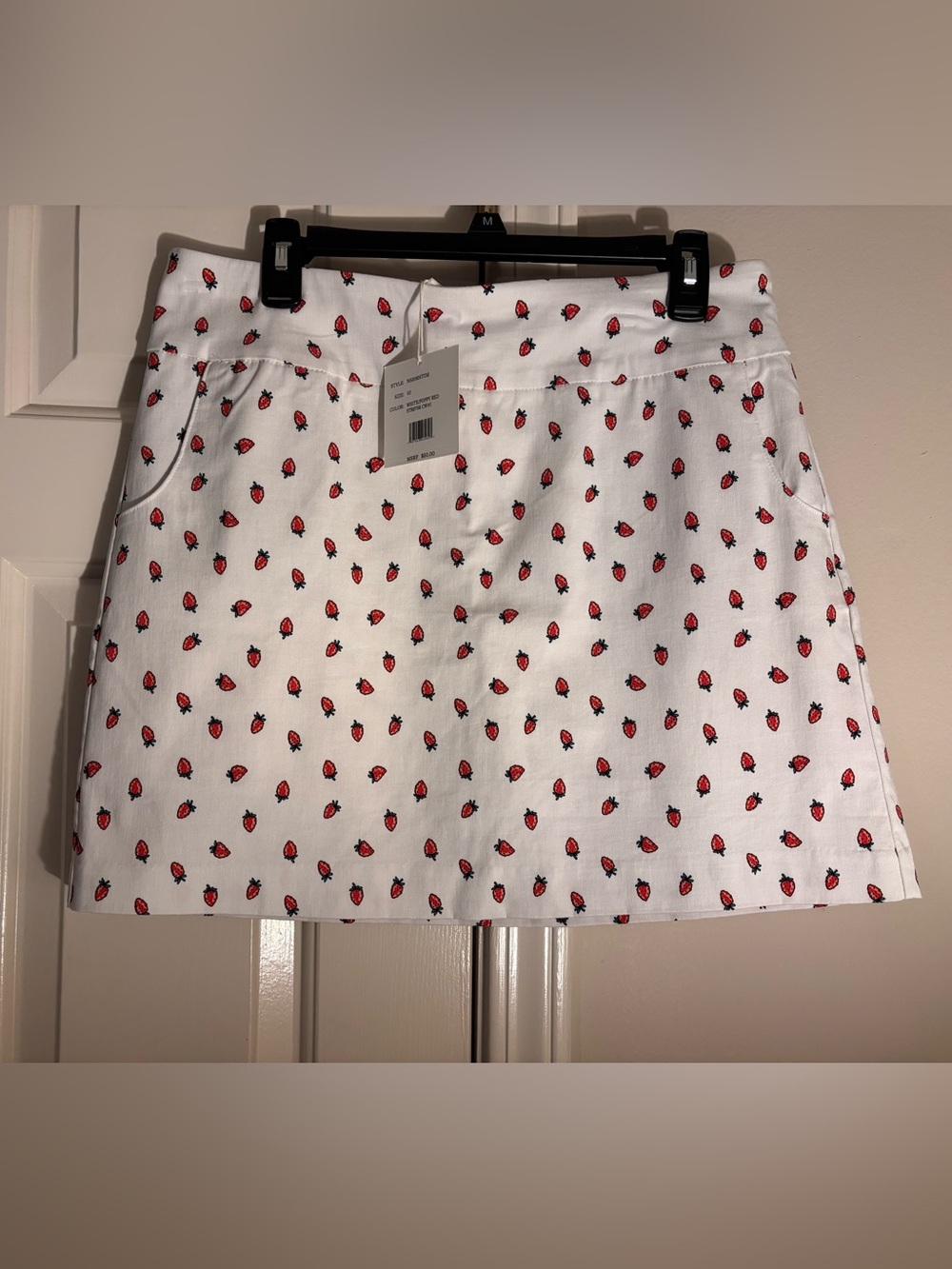 Zac & Rachel White Mini Skort with Red Strawberry Print